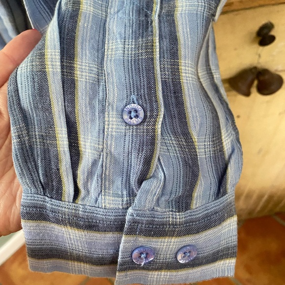 Men’s Irish linen button down shirt size XL blue indigo Palms NWOT - Picture 5 of 11